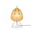 Japanese Rice Paper Lantern Tripod Floor Lamp With Black Metal Legs